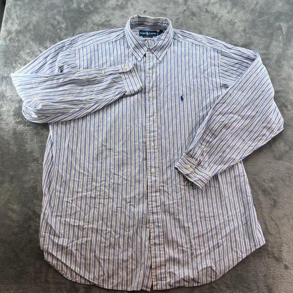 Polo Ralph Lauren Other - Polo Ralph Lauren Mens XL Classic Fit Blue White Stripe Button Down Shirt Cotton